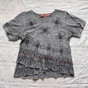 Agan Traders fairy embroidered asymmetrical blouse size XL‎ whimsigoth witchy